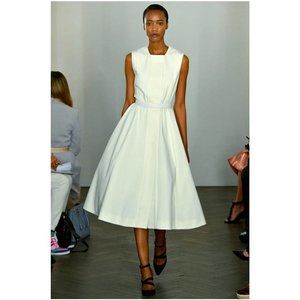 Emilia Wickstead “Madaline” white denim dress with pleated back, size 8UK